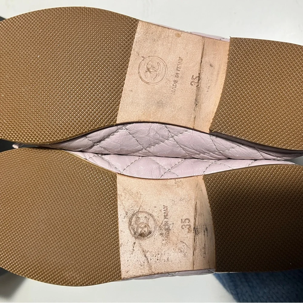 CHANEL Light Pink Quilted Flats - Picture 6 of 15